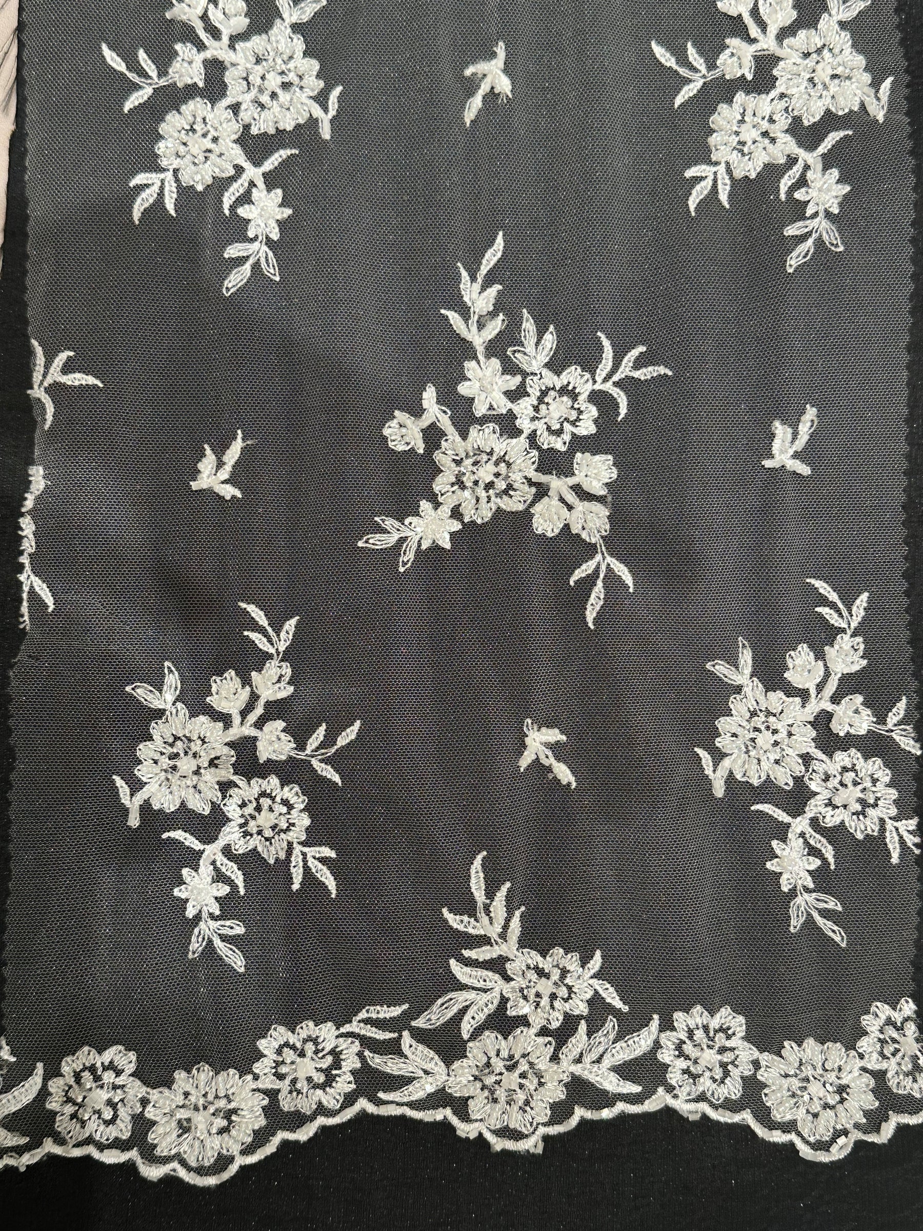 Ivory Sequinned Lace - Roxanne (CF)