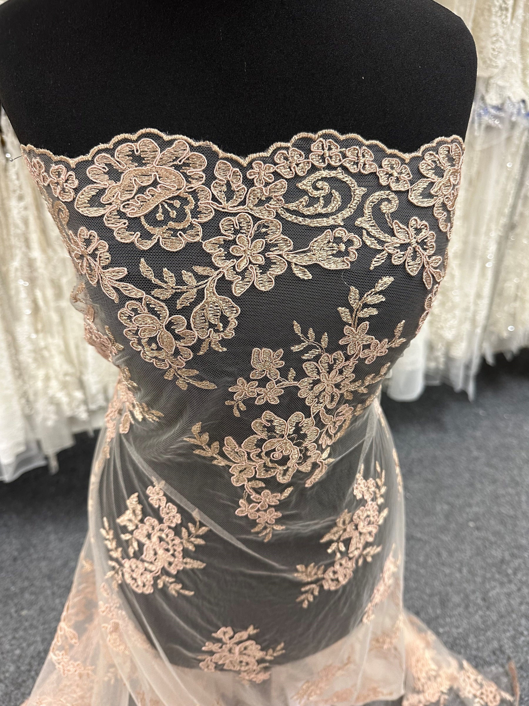 Nude Unbeaded Corded Lace - Nightfall