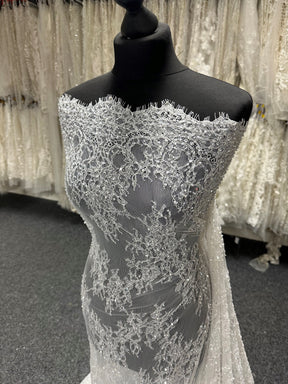 Ivory Hand Beaded Raschel Lace - Annamarie