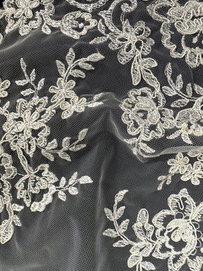 Ivory Unbeaded Corded Lace - Nightfall
