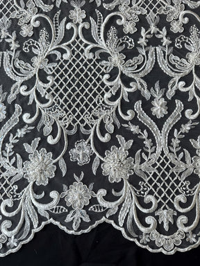 Ivory Beaded Lattice Lace - Zorb