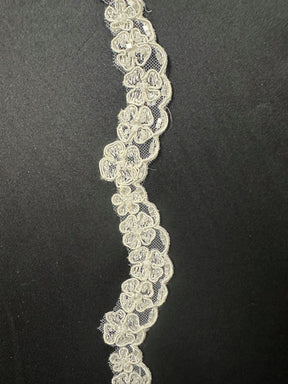 Ivory Beaded and Corded Lace Trim - T 457 (CF)