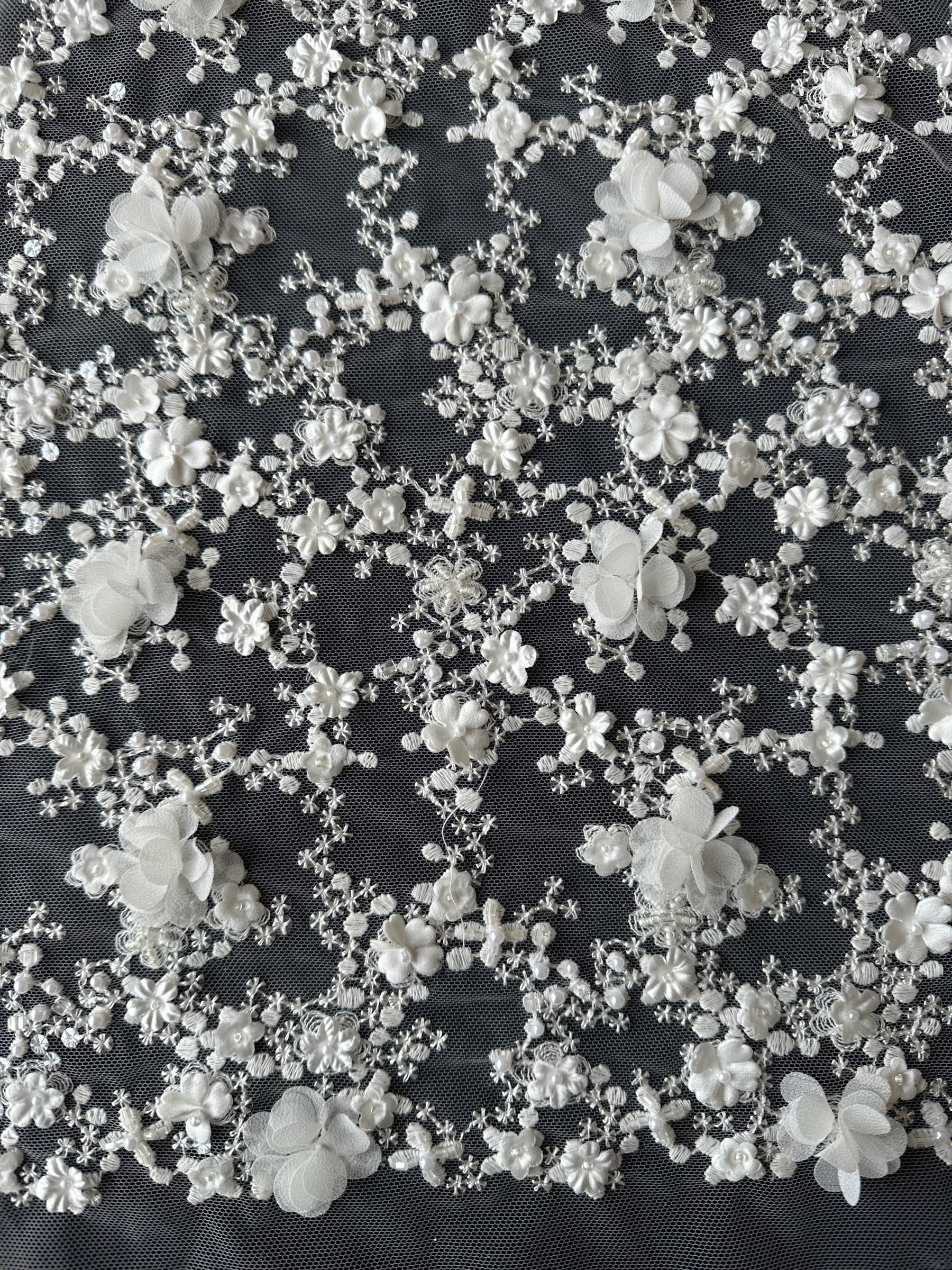 Ivory 3D Embroidered Lace - Savinder