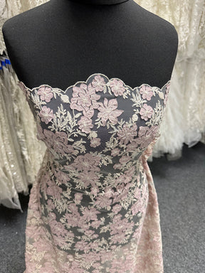 Dusky Rose Embroidered Lace - EB3053