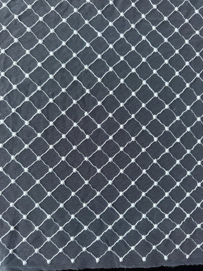 Ivory Embroidered Lattice Lace - Quadira