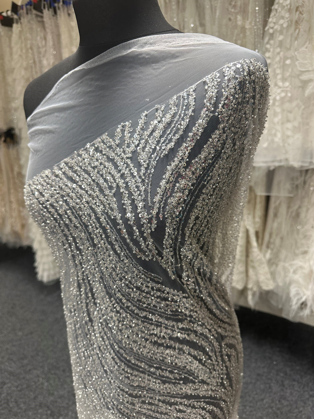 Ivory Sequinned Lace Amber main image 1