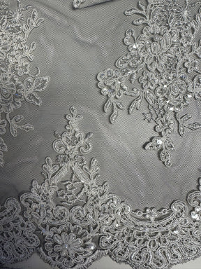 Ivory Corded Embroidery on Black Lace - Sarina (CF)