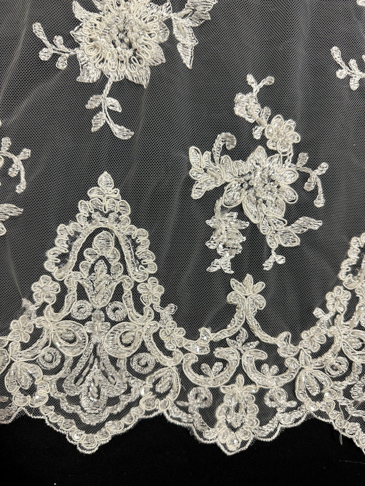 Ivory Beaded & Corded Lace - Zara (CF)