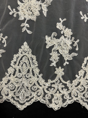 Ivory Beaded & Corded Lace - Zara (CF)