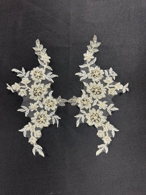 Ivory Beaded Lace Appliques - Ream