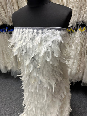Ivory Feather Embellished Tulle - Quill