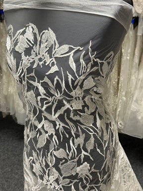 Ivory Sequin Embellished Embroidered Lace - Kiora