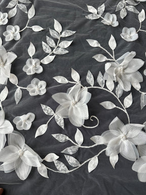 Ivory 3D Flower Lace - Portobella