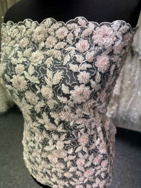 Ivory and Pink Beaded Lace - Cantida