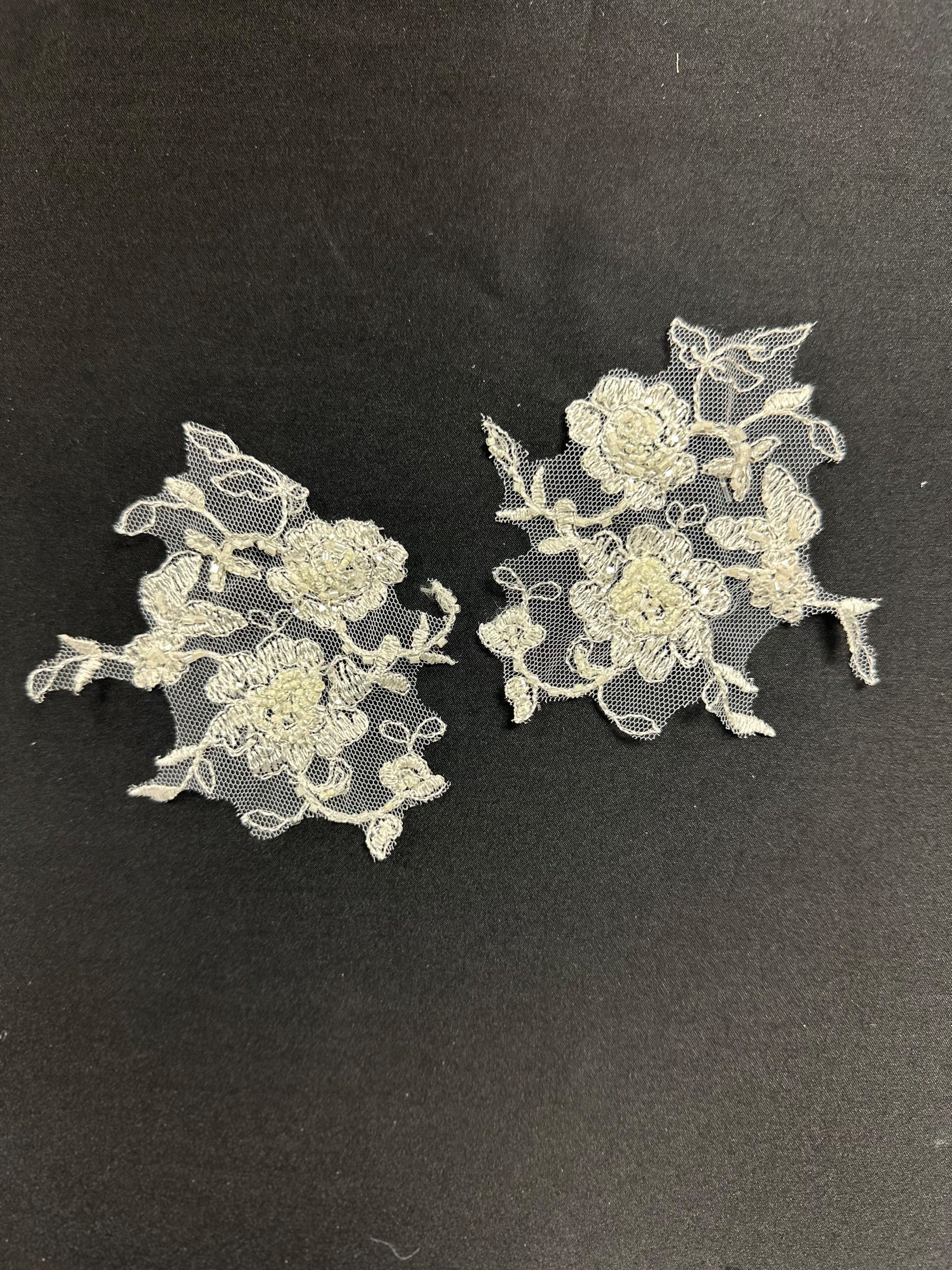 Ivory Bead Embellished Lace Appliques - Sappy