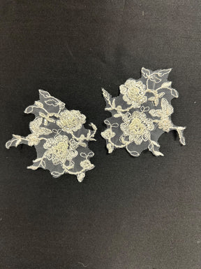 Ivory Bead Embellished Lace Appliques - Sappy
