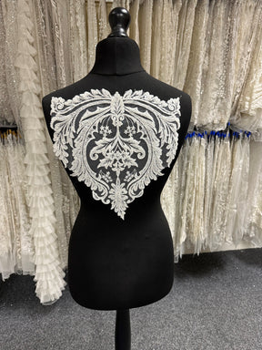 Ivory Beaded Lace Applique - Zarf