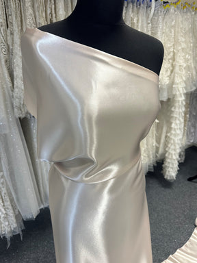 Beige Polyester Stretch Satin - Courage