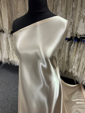 Cream Polyester Stretch Satin - Courage