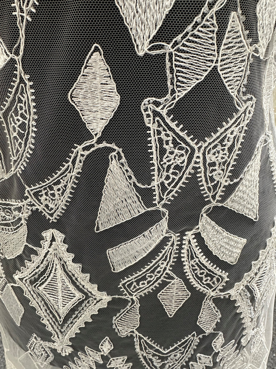 Ivory Corded And Beaded Lace Fiona