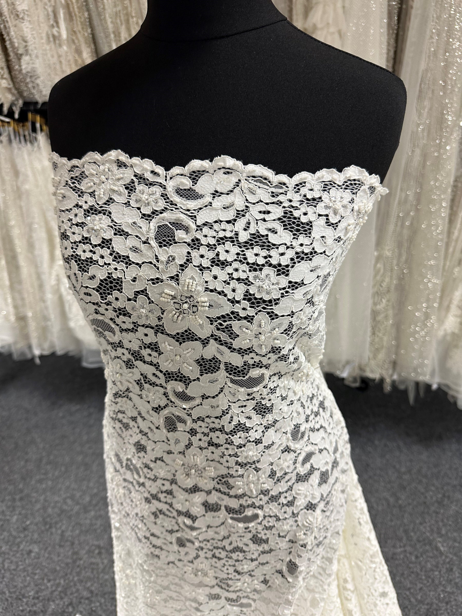 Ivory Beaded and Corded Lace - Austria