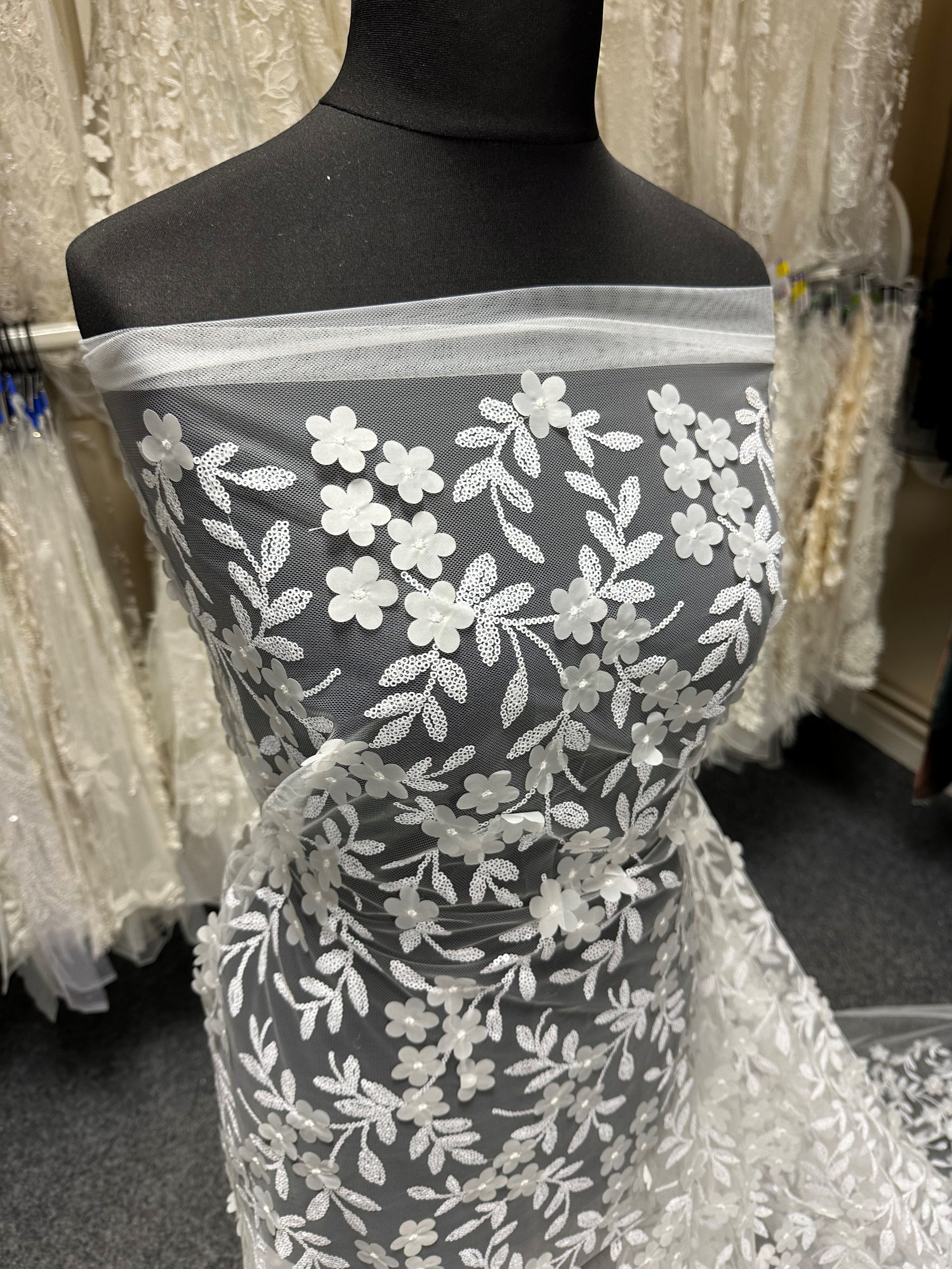 Ivory 3D Embroidered Lace – Finch