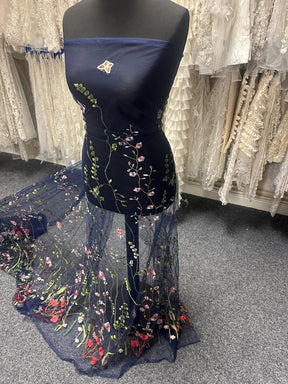Navy Embroidered Lace - Sassi