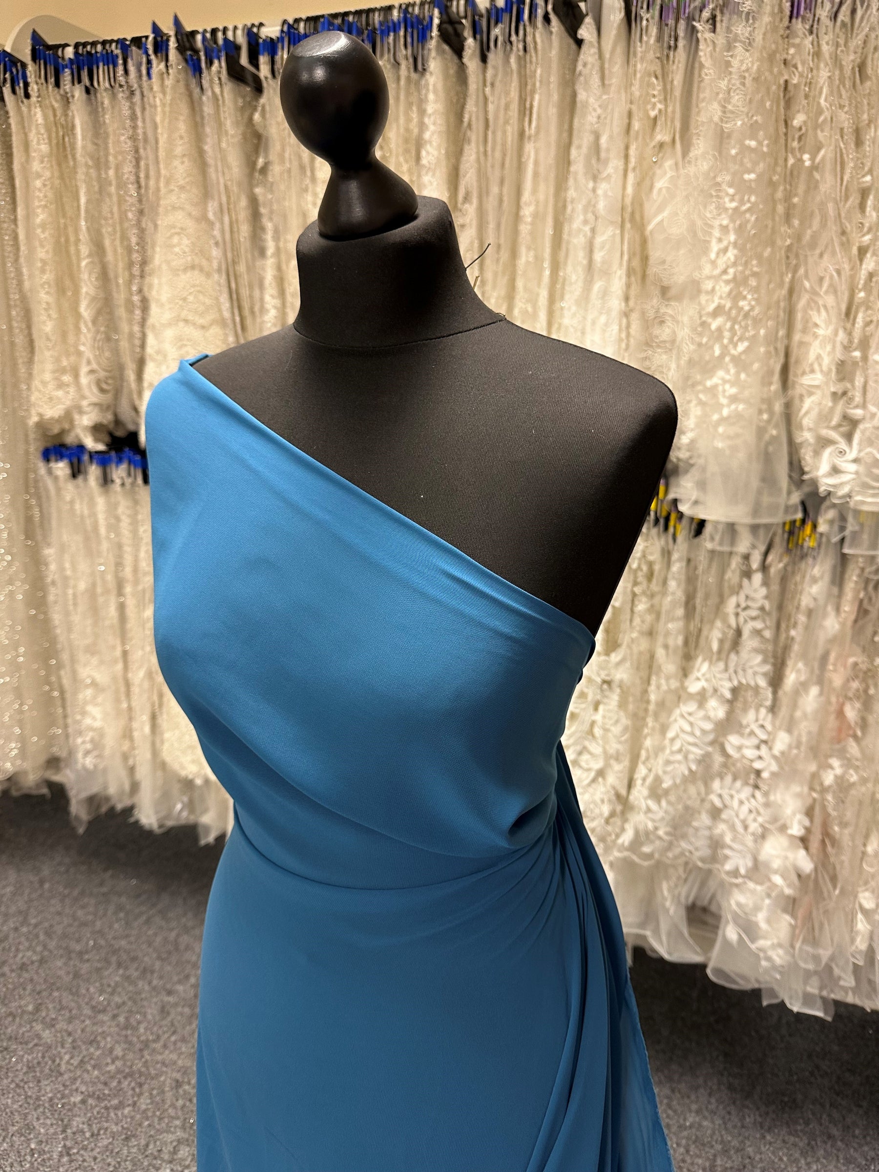 Teal Polyester Chiffon Fabric - Serendipity