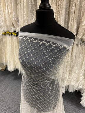 Ivory Beaded Lattice Lace - Placate
