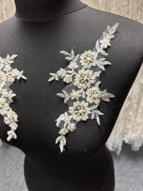 Ivory Beaded Lace Appliques - Roxanne AP 415 (CF)