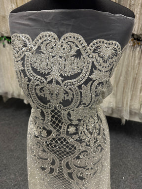 Ivory Latticed Glitter Tulle – Ballgown