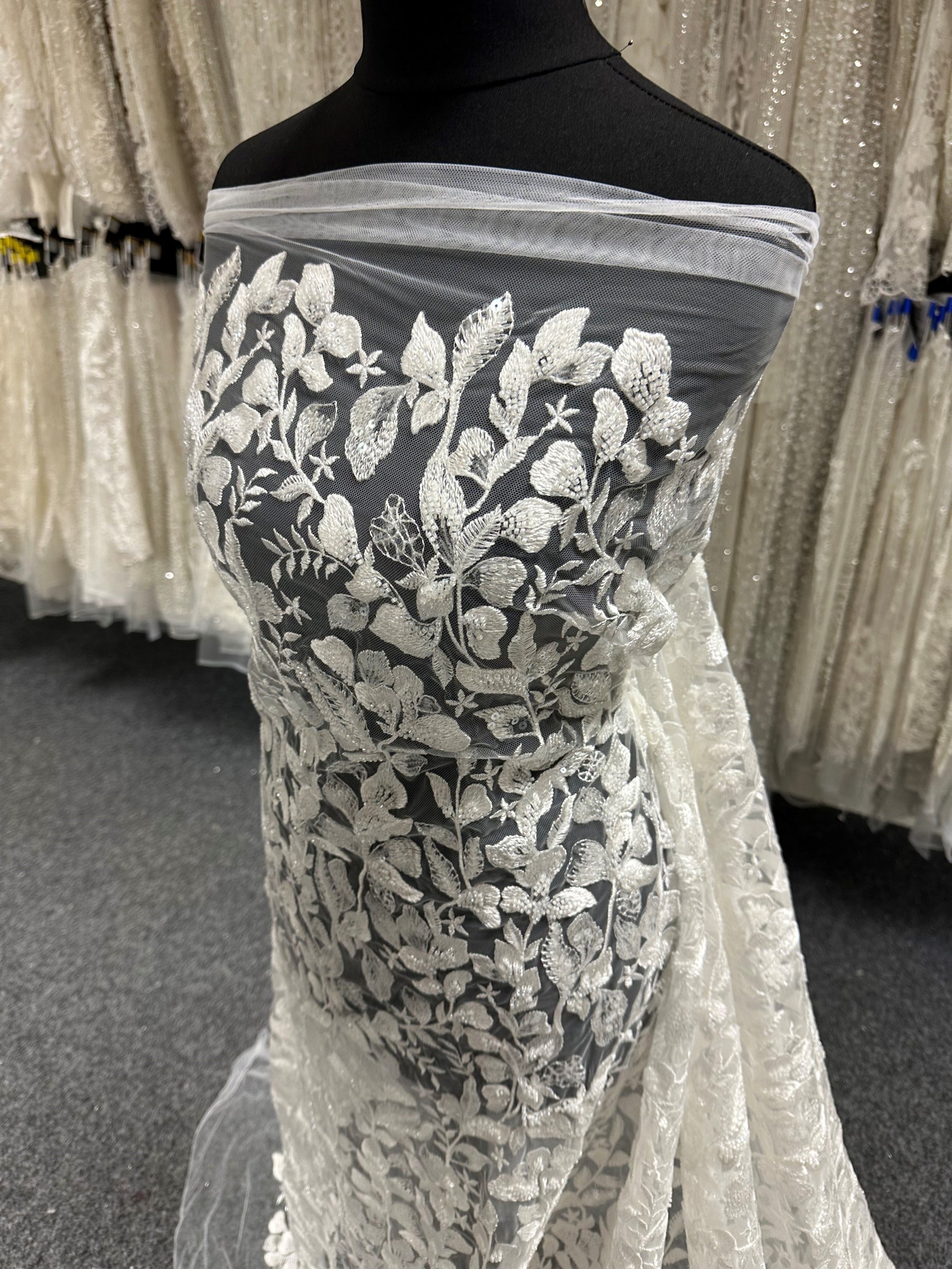 Ivory Beaded Embroidery Lace - Cheney