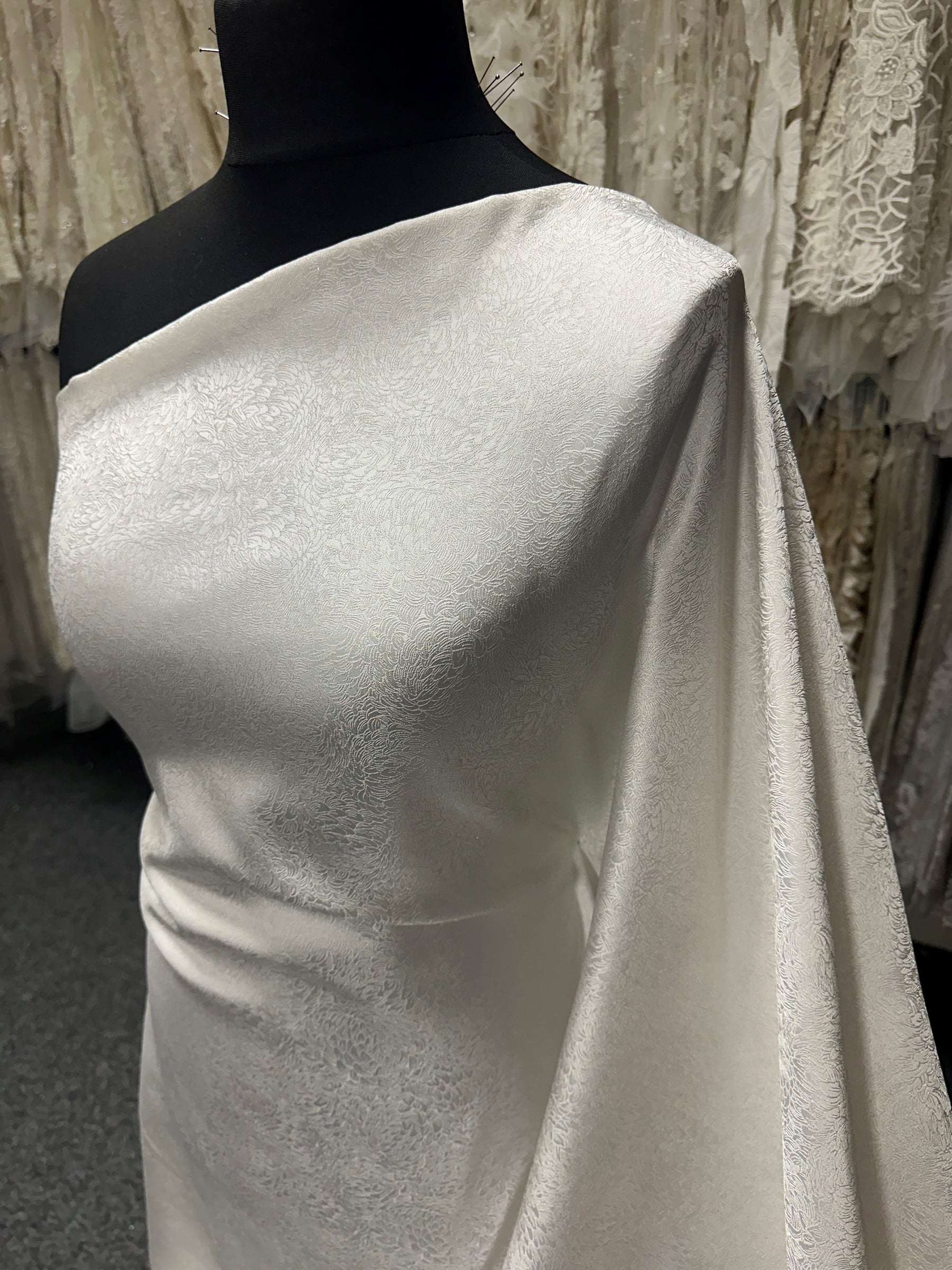 Ivory Silk Brocade - Chrysanthemum