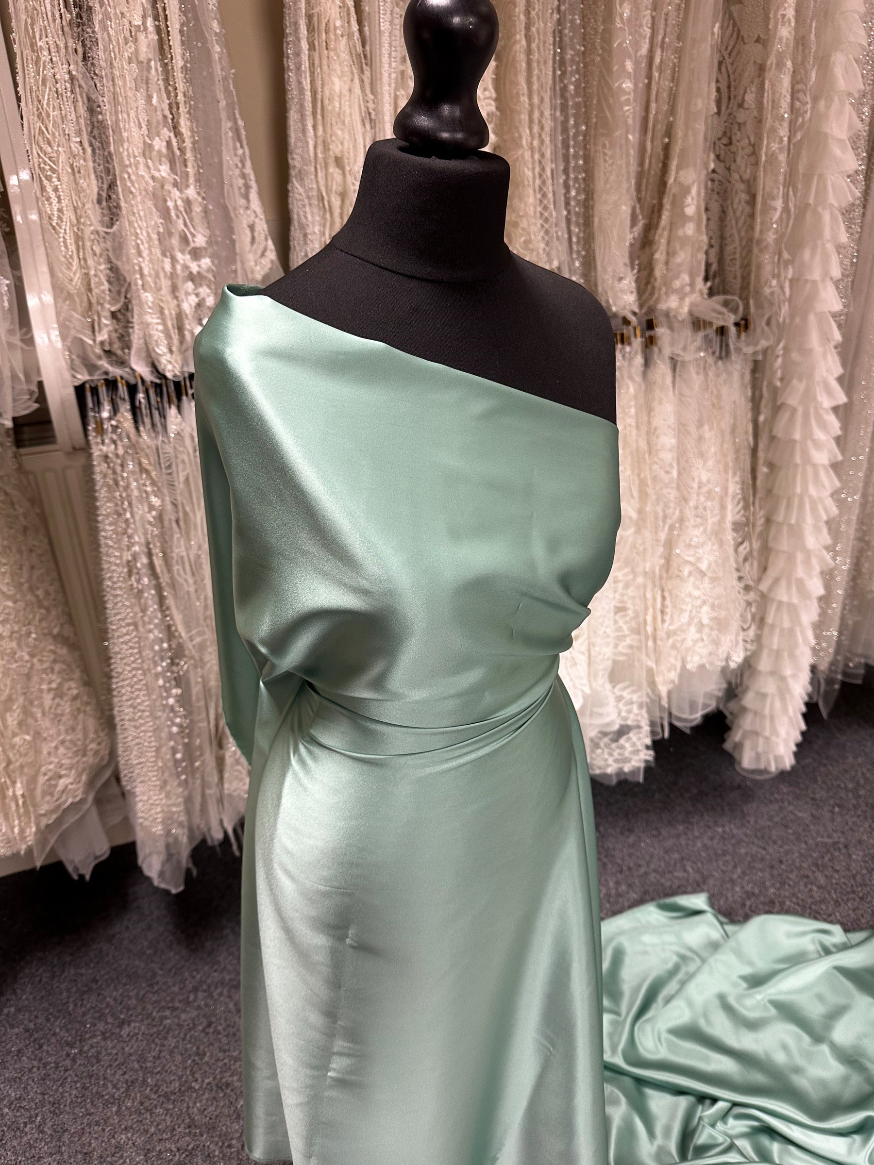 Dark Mint Silk Satin - Magnifique