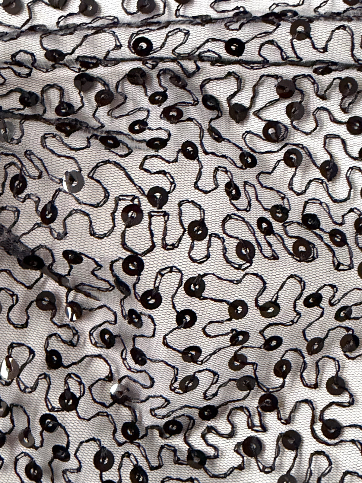 Black Embroidered Sequin Tulle – EB3001