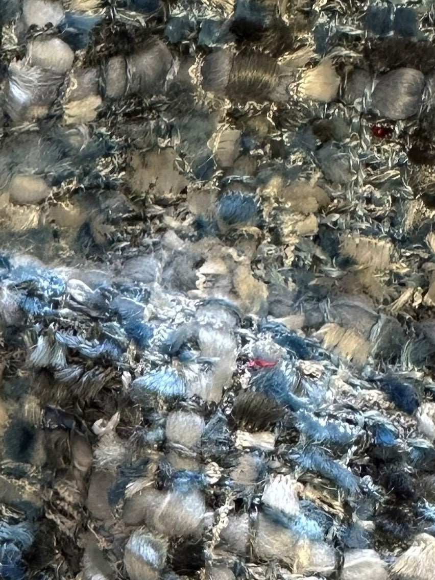 Blue Grey Viscose Textured Fabric - Guru