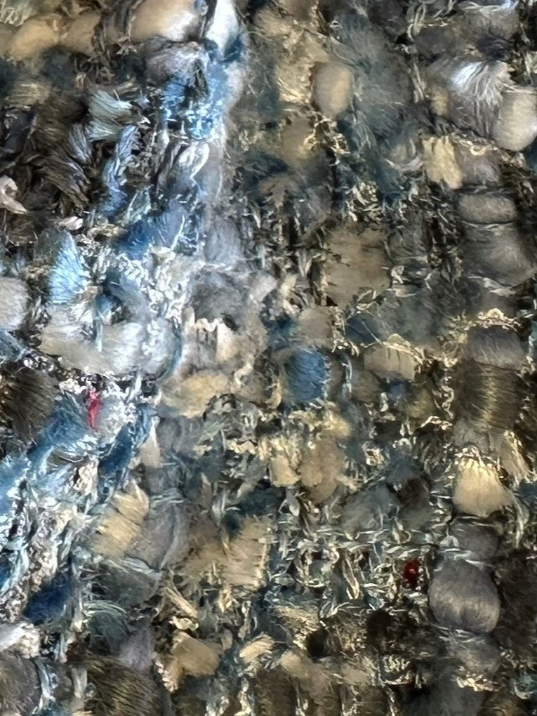 Blue Grey Viscose Textured Fabric - Guru