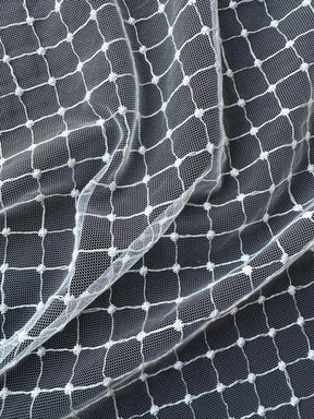 Ivory Embroidered Lattice Lace - Quadira