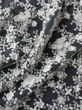 Ivory 3D Embroidered Lace - Savinder