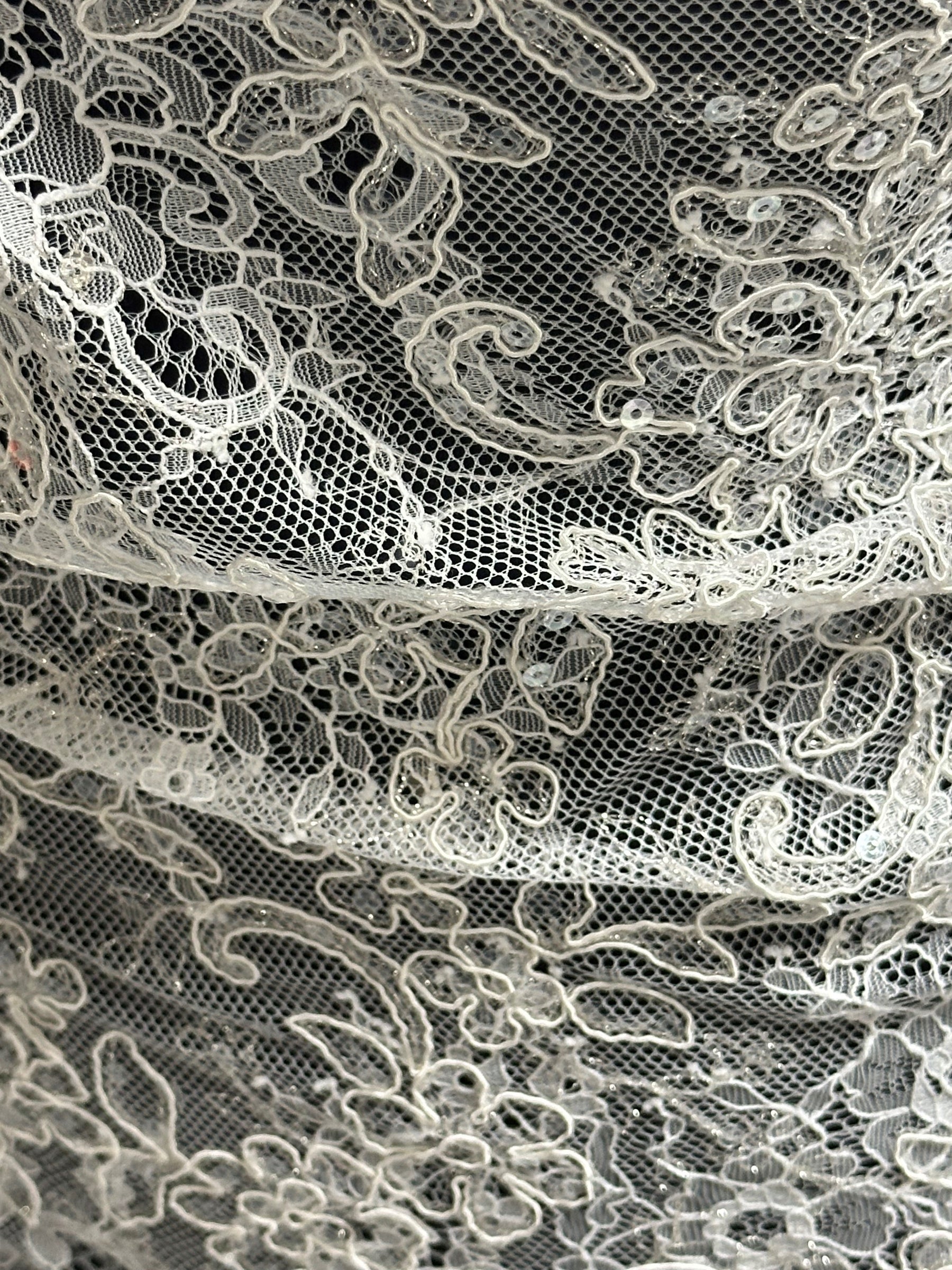 Ivory Corded and Sequin Lace - Muffin