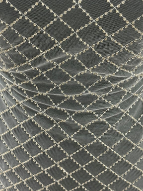 Ivory Beaded Lattice Lace - Placate