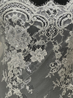 Ivory Hand Beaded Raschel Lace - Camryn