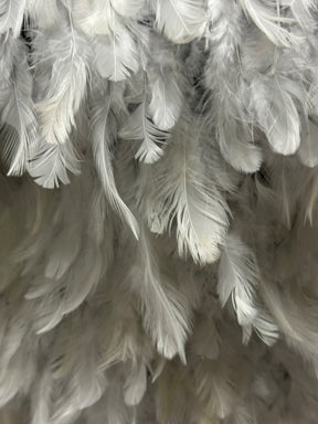 Ivory Feather Embellished Tulle - Quill