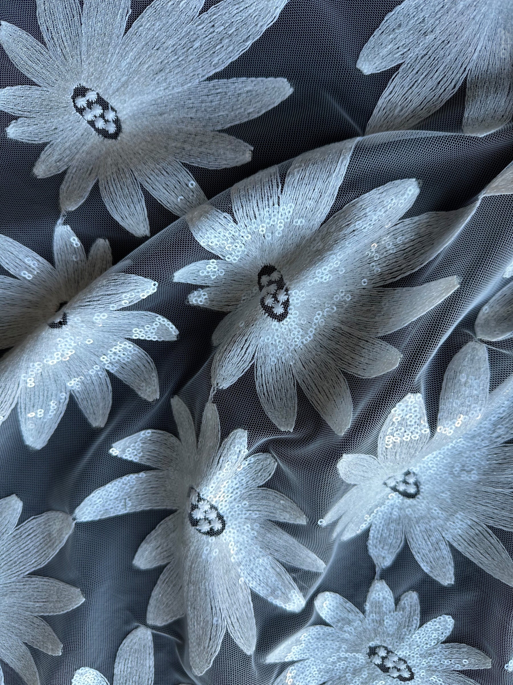 Ivory Sequin Embroidery Lace - Advance