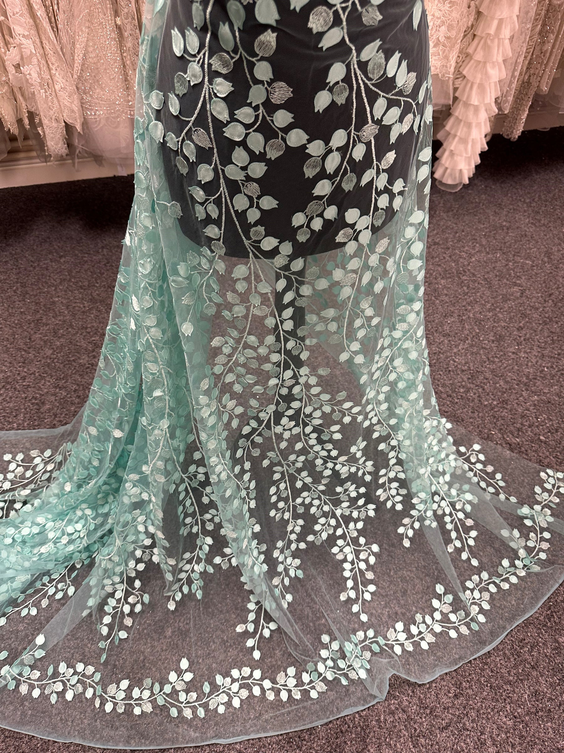 Aqua 3D Embroidered Lace - EB5034