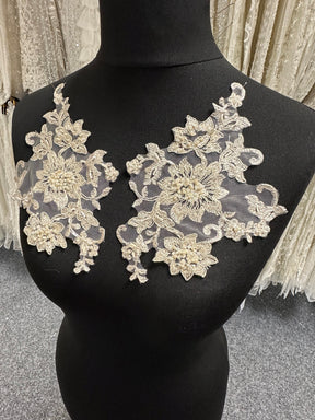 Cappuccino Beaded and Corded Lace Appliques - Zara (CF)