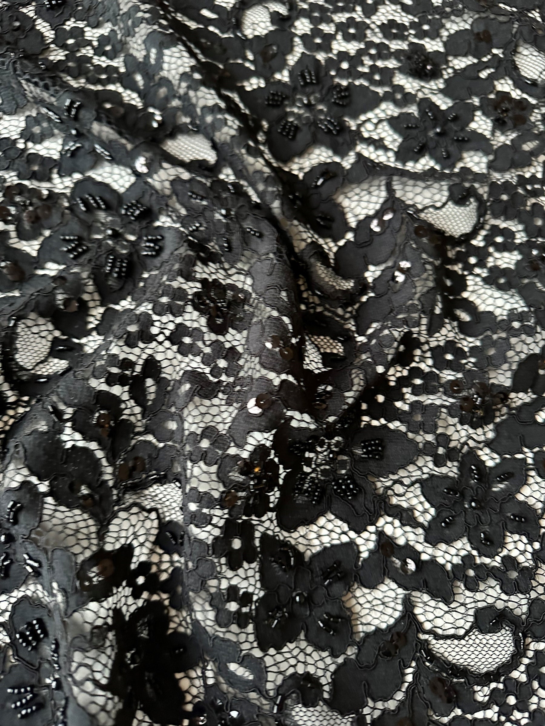 Black Beaded and Corded Lace - Austria