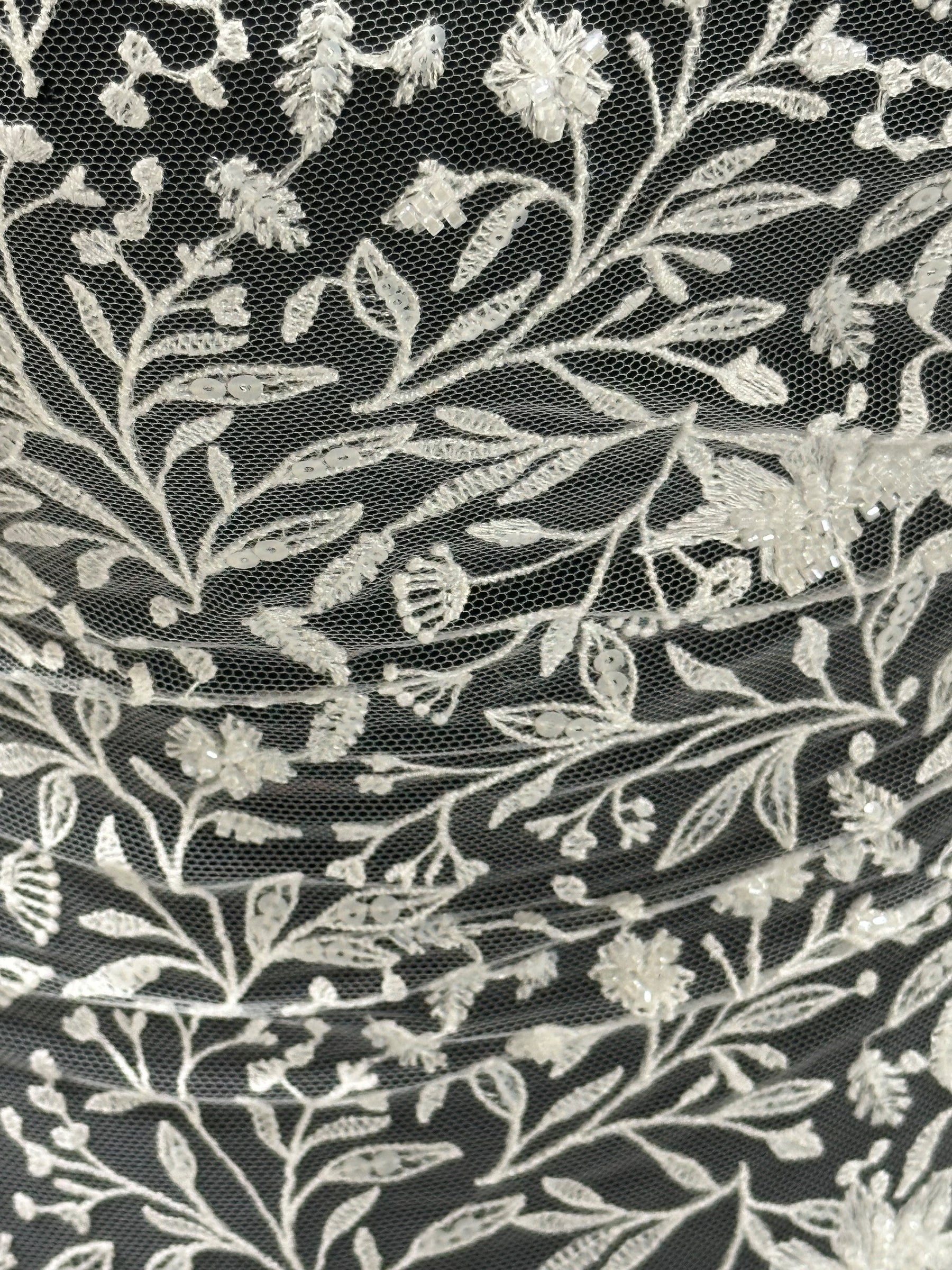 Ivory Beaded Embroidery Lace - Minka