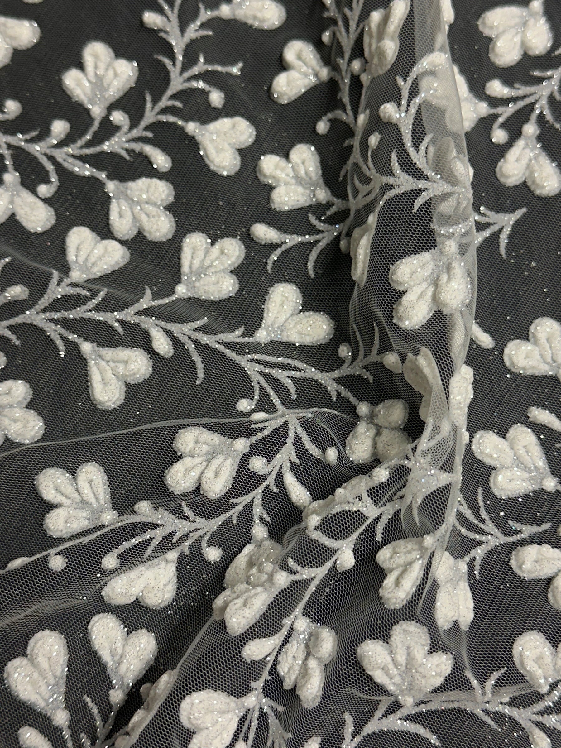 Ivory Glitter Puff Lace - Kinetic