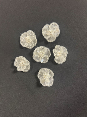 Ivory Embroidered Flower - Aconite (Bags of 10)